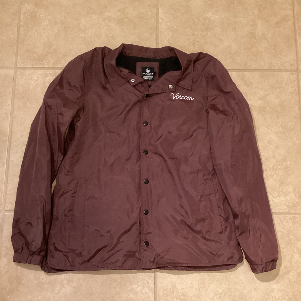 Volcom Purple Button Up Fleece Lined Windbreaker